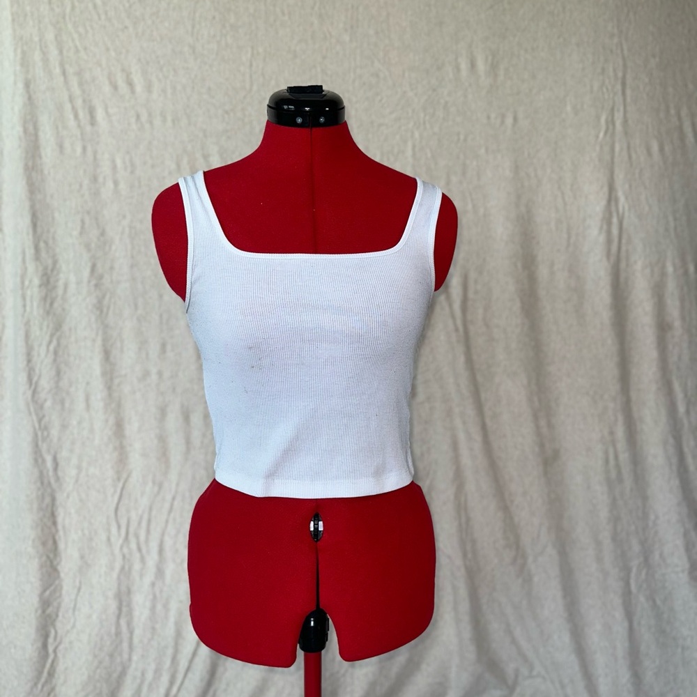 Old Navy White Square Neck Tank Top